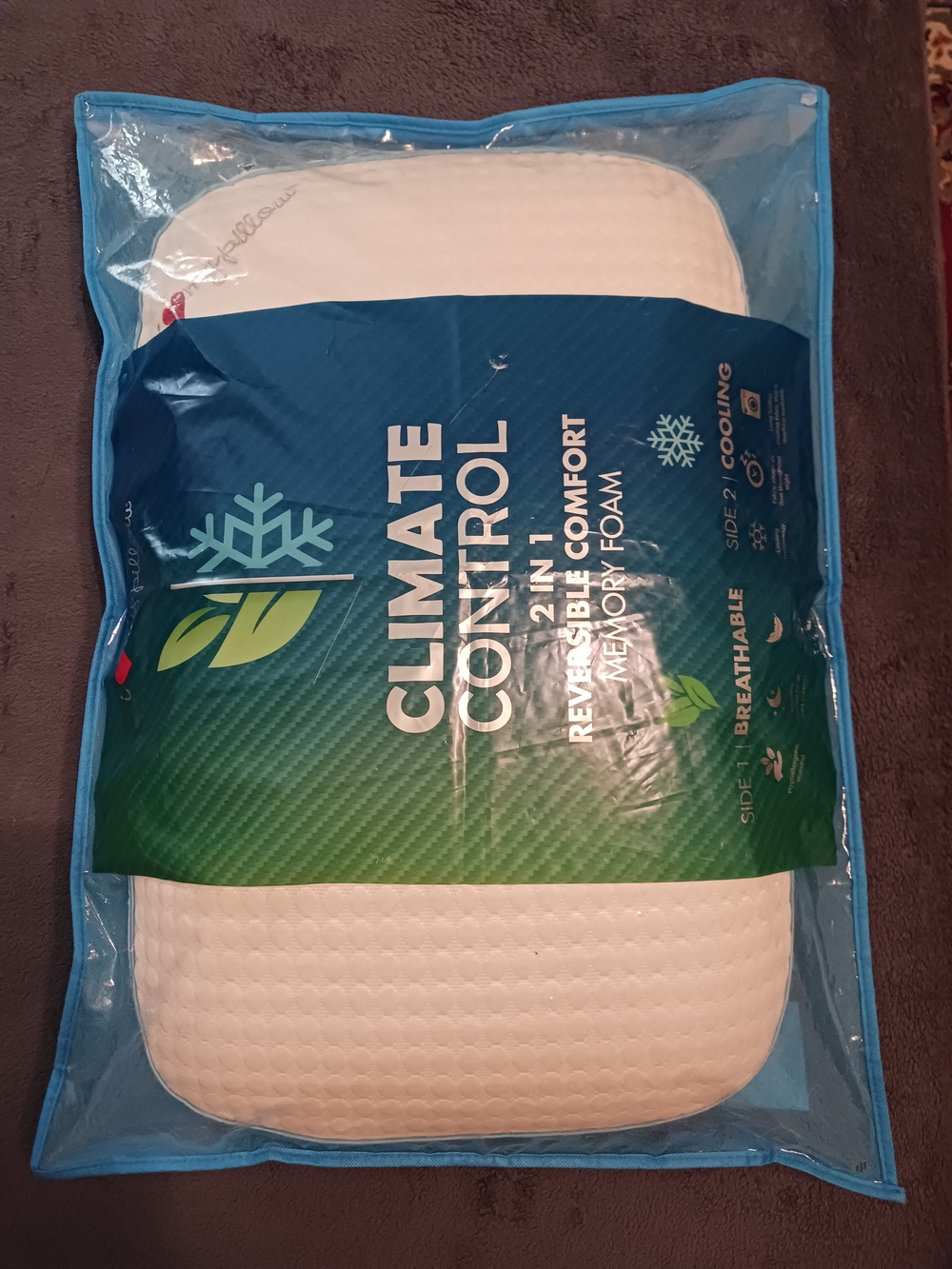 Climate Control 2-in-1 Reversible Memory Foam Pillow - White